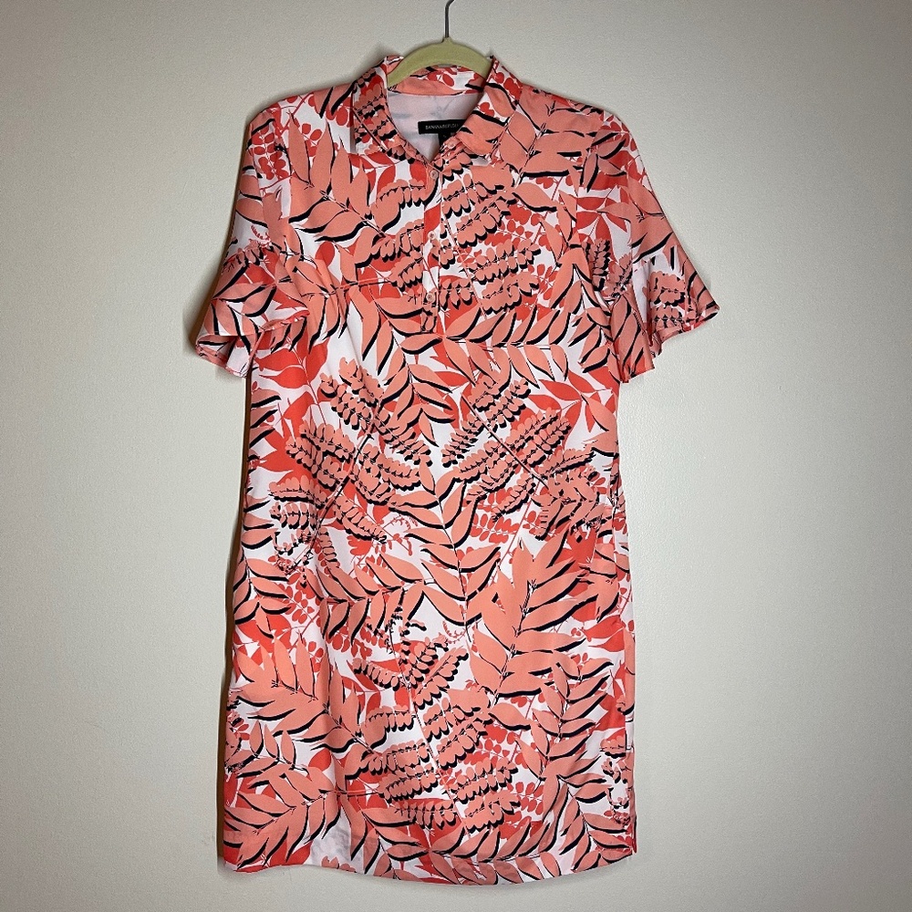 BANANA REPUBLIC Orange Black Floral Dress- Small